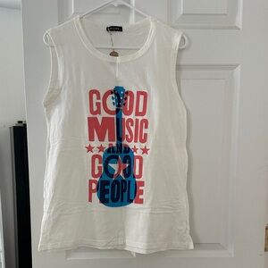 White Chaser Women's Muscle Tee - Good Music Print